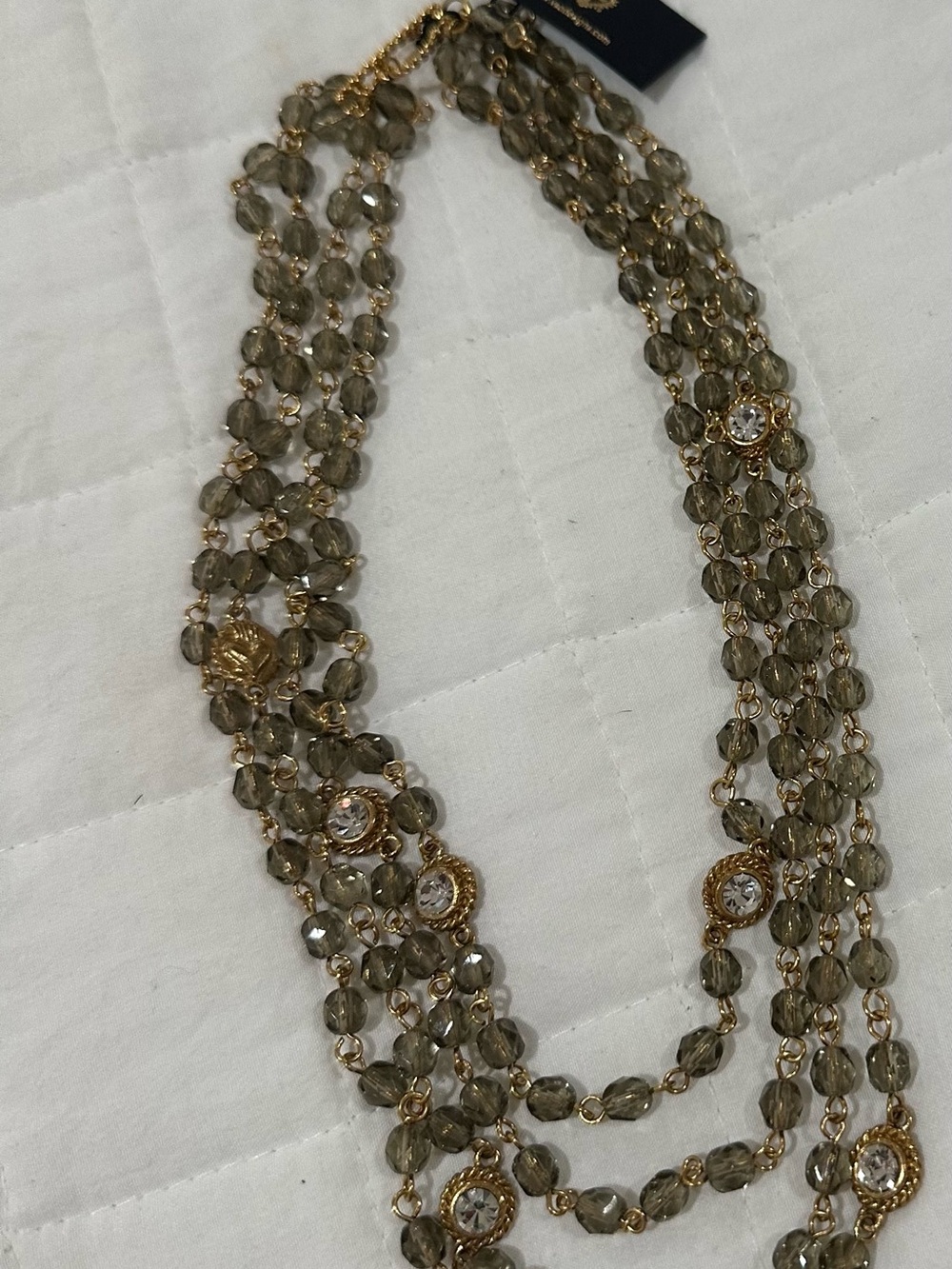 Multi-Strand Crystal Bead Necklace with Gold Accents Virgins Saints & Angels - Picture 2 of 4